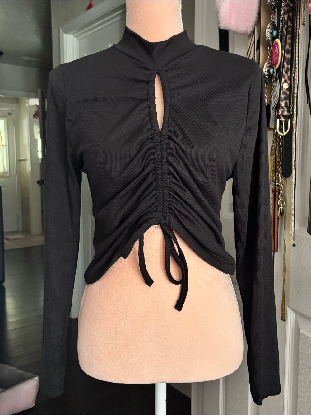 Keyhole Drawstring Top